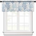 thumbnail image 1 of Navy Blue Coral Coastal Sheer Valance, Summer Beach Light Filtering Kitchen Curtain Valances, Ocean Seaside Nautical Chiffon Rod Pocket Living Room/Bedroom/Cafe Curtains 54"x18", 1 of 6