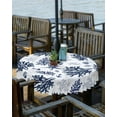 thumbnail image 1 of Navy Blue Corals Outdoor Round Tablecloth with Umbrella Hole 60 Inch,Wrinkle Free Wipeable Fabric Table Cloth Waterproof Zippered Cover for Camping Picnic Patio,Nautical Boho Tropical Reef Coastal, 1 of 1