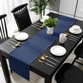 thumbnail image 1 of Navy Blue Cotton Linen Table Runner 13 x 90 inch Modern Pure Navy Blue Non-slip Rectangular Dining Table Decor for Wedding Party Holiday Dinner, 1 of 8