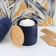 thumbnail image 1 of Navy Blue Cotton Pad Holder - Polyresin Bathroom Storage Container with Bamboo Lid, 1 of 1