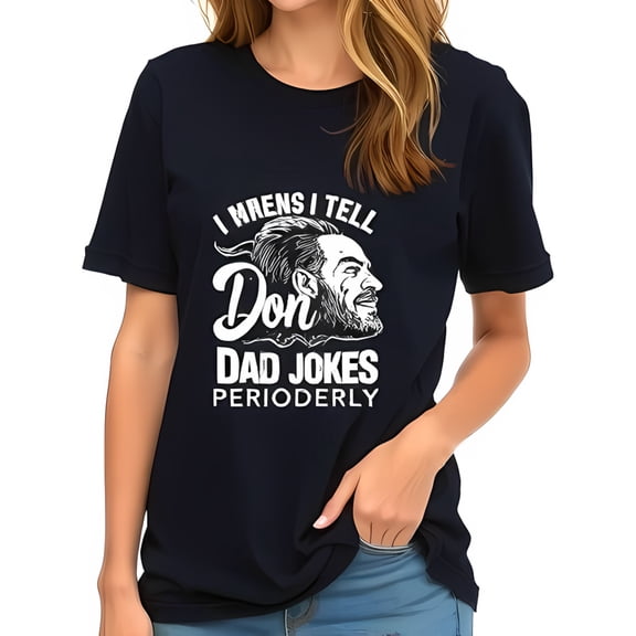 Navy Blue Cotton Short Sleeve T-Shirt with Humorous Dad Joke Graphic - Relaxed Fit for Casual Outings