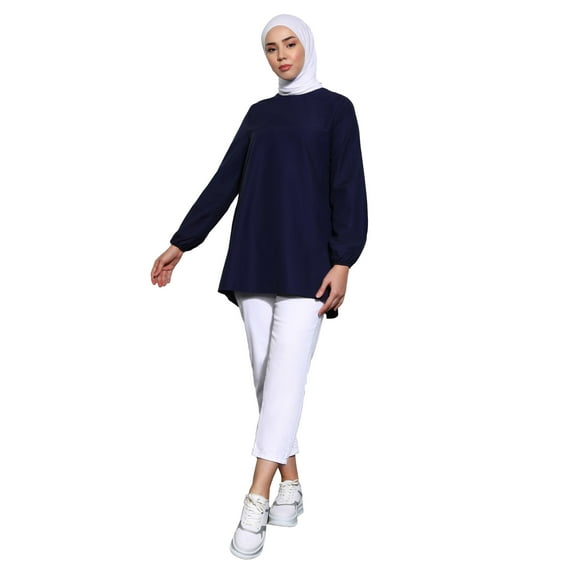 Navy Blue - Crew neck - Tunic - Refka