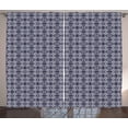 thumbnail image 1 of Ambesonne Navy Blue Curtains 2 Panel Set, Japanese Curves Flora, 108" x 108", Navy Blue White, 1 of 3