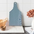 thumbnail image 1 of Navy Blue Cutting Board, Pattern with Geometric Triangle Shape Like Striped Designed Art, Decorative Tempered Glass Cutting and Serving Board, Wine Bottle Shape, Dark Blue and White, by Ambesonne, 1 of 5