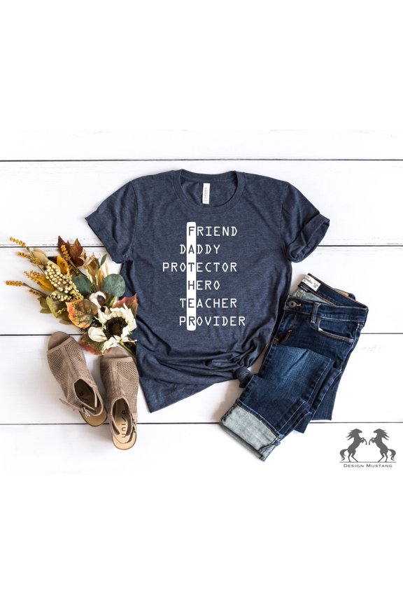 Navy Blue Dad Definition T-Shirt - Perfect Gift for Father's Day, Celebrating Daddy as Friend, Hero, Teacher, and Provider
