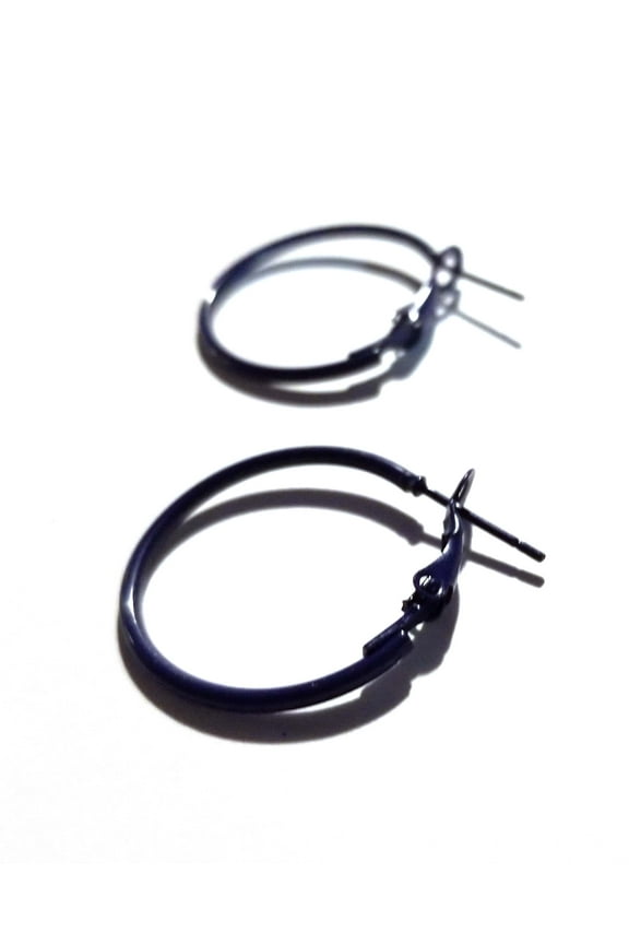 Navy Blue Dark Blue Hoop Earrings Simple Thin Hoops 2.25 inch