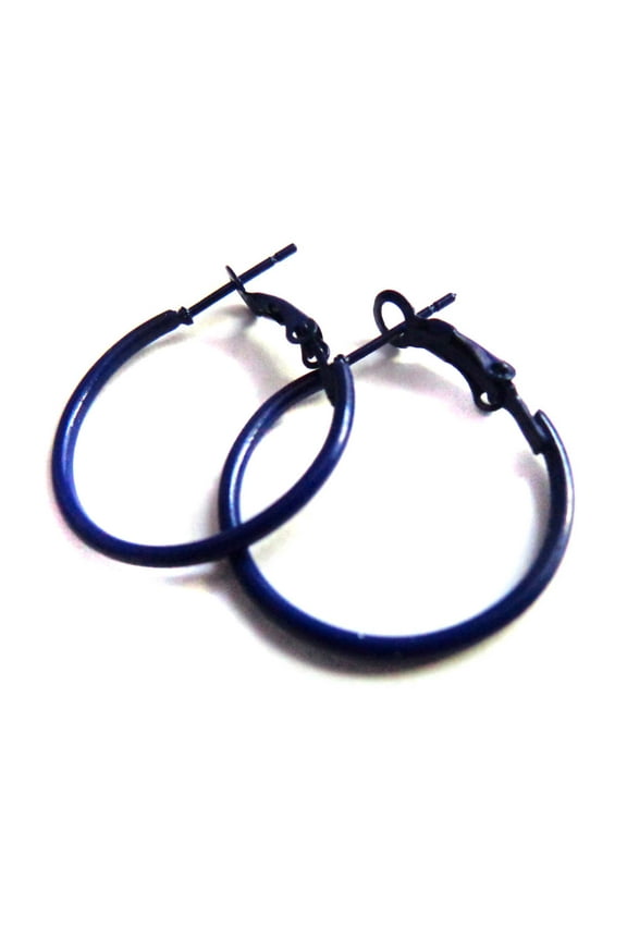Navy Blue Dark Blue Hoop Earrings Simple Thin Hoops 2 inch