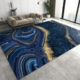 thumbnail image 1 of Navy Blue Dark Blue Marble Area Rugs, Blue Gold Swirl Marble Texture Easy Clean Rug, Soft Non-Skid Carpet Throw Rug For Kids Bedroom Living Room Bathroom Classroom Office 5x7ft, 1 of 6