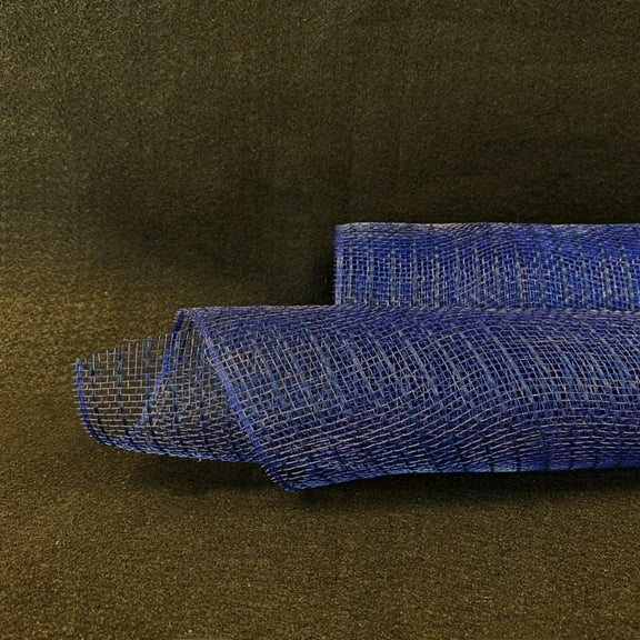 Navy Blue Deco Mesh with Burlap Stripes - 10 Inch x 10 Yards