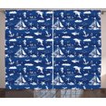 thumbnail image 1 of Ambesonne Navy Blue Curtains 2 Panel Set, Grunge Anchor Ship, 108" x 84", Blue White, 1 of 3