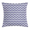 thumbnail image 1 of Navy Blue Decor Throw Pillow Cushion Cover, Chevron Zig Zag Striped Pattern White Background Modern Art Work, Decorative Square Accent Pillow Case, 16 X 16 Inches, Dark Blue and White, by Ambesonne, 1 of 2
