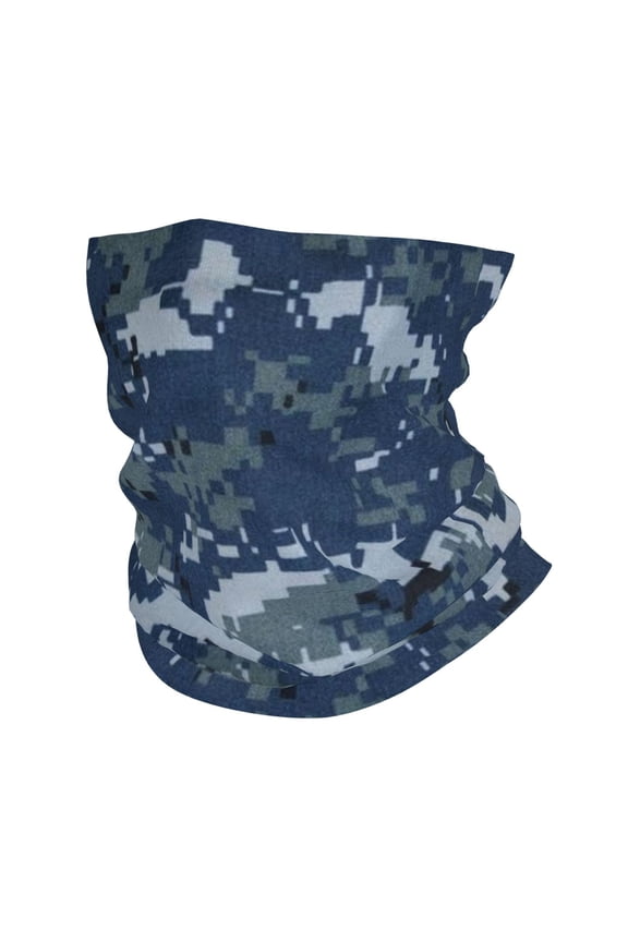 Navy Blue Digital Camouflage Face Mask Bandanas Neck Gaiter Headwear Magic Scarf Headband For Dust Sun Wind