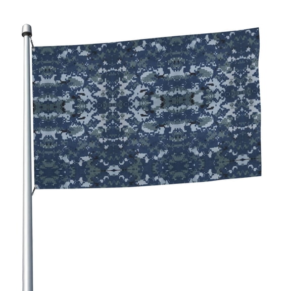 Navy Blue Digital Camouflage Flag 5x8 Ft Print Vivid Color Light-Weighted Flags With Grommets