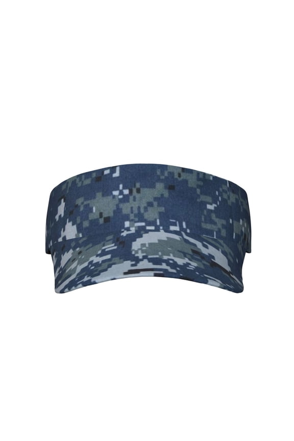 Navy Blue Digital Camouflage Sport Visor Hats Sun Protection Outdoor Activity For Women Men