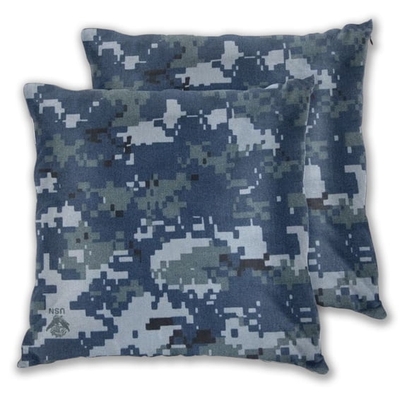 Navy Blue Digital Camouflage Throw Pillow Covers Pack of 2 Soft Decorative Square Cushion Covers for Couch Sofa Bed Livingroom Car 22"x22"