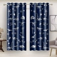 thumbnail image 1 of Navy Blue Dinosaur Printed Curtains Cartoon Dinosaur Graffiti Boys Bedroom Blackout Curtains Animal Printing Insulated Curtains Kids Teenage Playroom Living Room Decor 52"W x 63"L (Pack of 2), 1 of 6