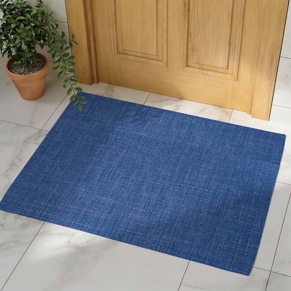 Navy Blue Door Mat, Non Slip Bathroom Rugs, Vintage Country Monochrome Farmhouse Absorbent Floor Mats, Washable Runner Rug Indoor Doormat for Front Door Entrance, Patio, Garage 16"x24"