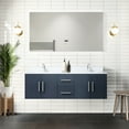 thumbnail image 1 of Navy Blue Double Bath Vanity 60" W X 22" D - Cultured Marble Top, Faucet, Soft Close, Scratch- 60"x22": Close Spacious &, 1 of 4