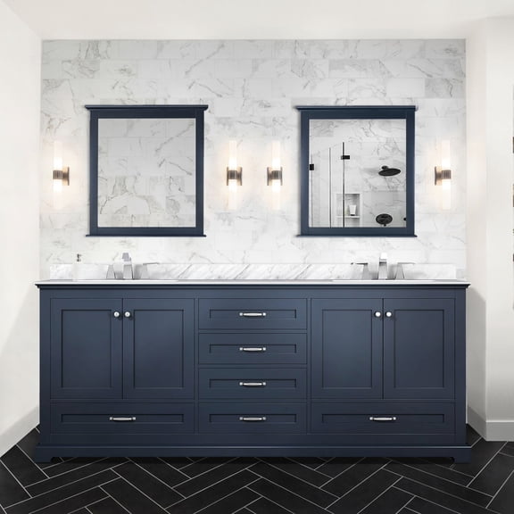 Navy Blue Double Bath Vanity 80 In. W X 22 D With 30 Mirrors - Two Inner Cabinets, Six Drawers & Open Shelf For Plentiful Storage 2 6 Cabinet Unique