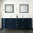 thumbnail image 1 of Navy Blue Double Bath Vanity 84"w X 22"d - White Quartz Top And Faucet, , Soft Close, 2 Cabinets, 14 Drawers, Open Shelf For Extra Storage 84" 22" Featuring Faucet Scratch Stain, 1 of 6