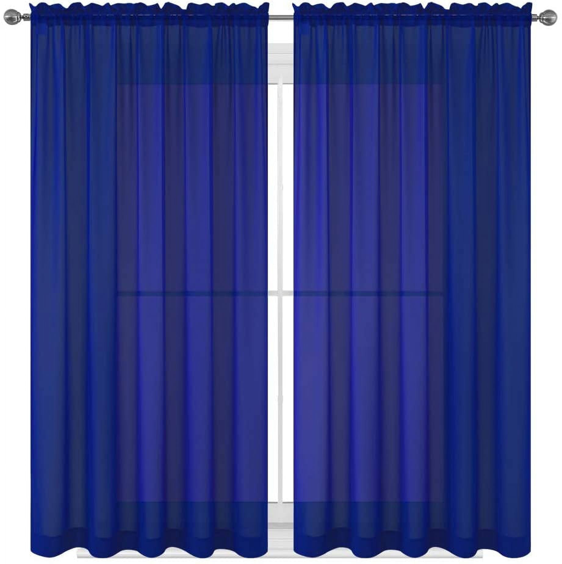 Navy Blue Drape/Panels/Scarves/Treatment Beautiful Sheer Voile Window