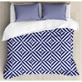thumbnail image 1 of Navy Blue Duvet Cover Set, Symmetrical and Asymmetrical Geometric Pattern Design Image, Decorative 3 Piece Bedding Set with 2 Pillow Shams, King Size, Pale Blue Dark Blue, by Ambesonne, 1 of 3