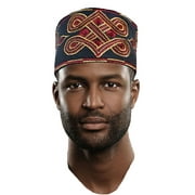 Navy-Blue Embroidered African Hand woven Aso Oke Hat