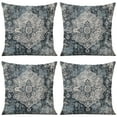 thumbnail image 1 of Navy Blue Ethnic Boho Throw Pillow Covers 18 X 18 Inch, Set Of 4, Linen Study Sofa Cushion Cover Indoor Living Room Home Decor, 1 of 7