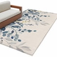 thumbnail image 1 of Navy Blue Eucalyptus Area Rugs Collection 2.7'x5', Farmhouse Weeping Leaves Linen Non Slip Indoor Rectangle Throw Runner Rug Floor Mat Carpet for Living Room Dining Table Bedroom Nursery, 1 of 9