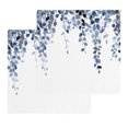 thumbnail image 1 of Navy Blue Eucalyptus Leaves Kitchen Dish Towels for Drying Dishes Set of 2, Summer Leaf Watercolor Waffle Weave Microfiber Hand Tea Bathroom Towels Quick Dry & Absorbent Towel 12x12, 1 of 7