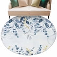 thumbnail image 1 of Navy Blue Eucalyptus Leaves Round Area Rugs Collection 7', Retro Country Leaf Botanical Non Slip Indoor Circular Throw Runner Rug Floor Mat Carpet for Living Room Dining Table Bedroom Nursery, 1 of 9