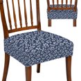 Navy Blue Eucalyptus Leaves Square Dining Chair Seat Covers 10 Pcs ...