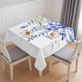thumbnail image 1 of Navy Blue Eucalyptus Leaves Table Cloth Waterproof Tablecloths, Spring Rustic Botanical Tablecloth Dining Table Cover for Kitchen Party Tabletop Outdoor, Square Tablecloth 54x54 Inch, 1 of 9