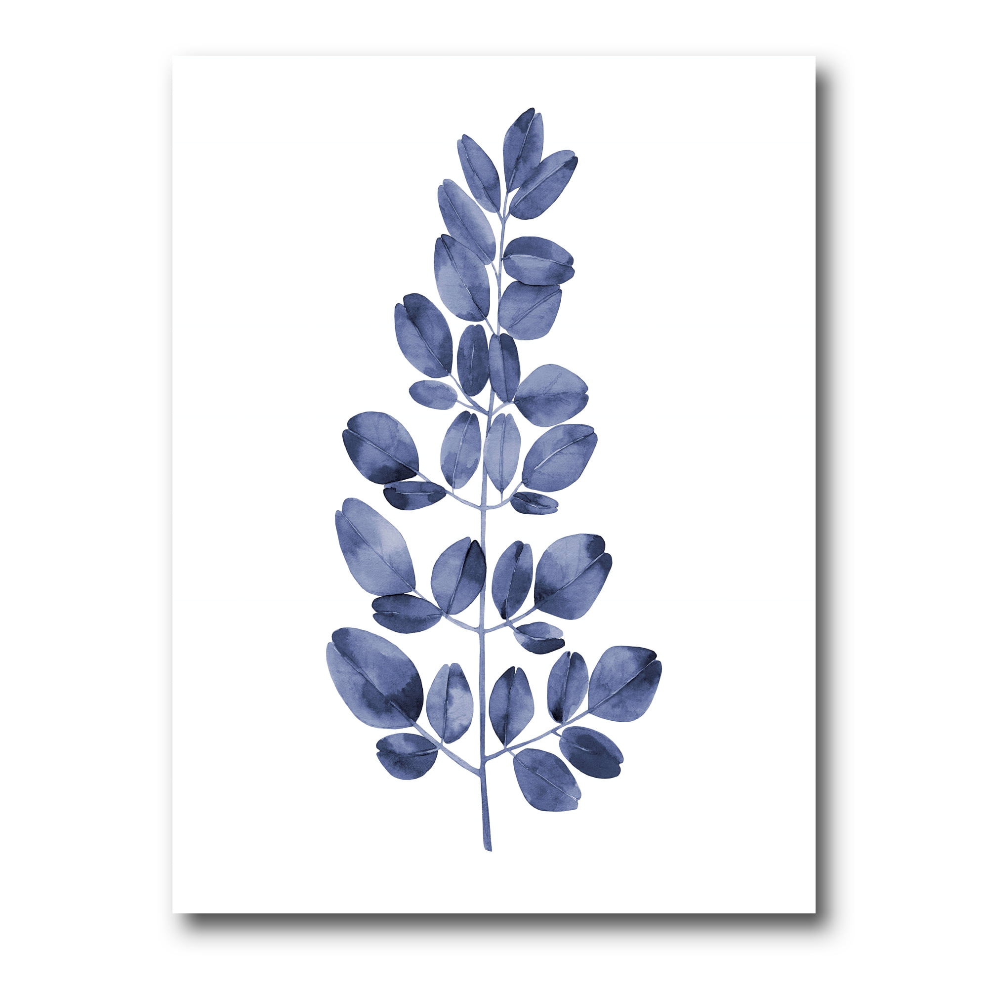 Navy Blue Eucalyptus On White 30 in x 40 in Painting Canvas Art Print, by Designart