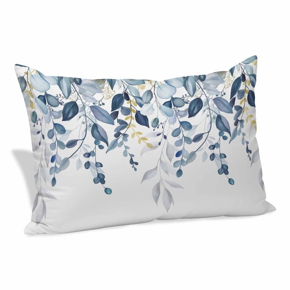 Navy Blue Eucalyptus Pillow Covers, Linen Long Throw Pillow Case, Watercolor Spring Weeping Botanical Holiday Pillow Protector Decorative Cushion Cover for Living Room/Bedroom 24" x 36"