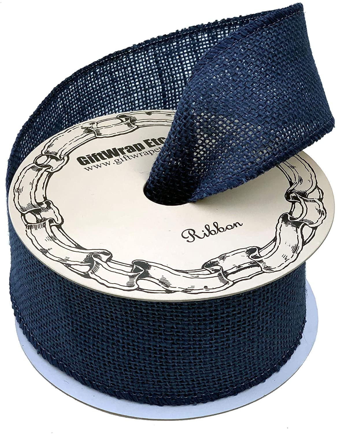 Navy Blue Fabric Burlap Ribbon 2 1 2 x 10 Yards Wired Edge Memorial Day Rustic Jute Wedding Embellishments 4th of July Christmas Tree Ribbon