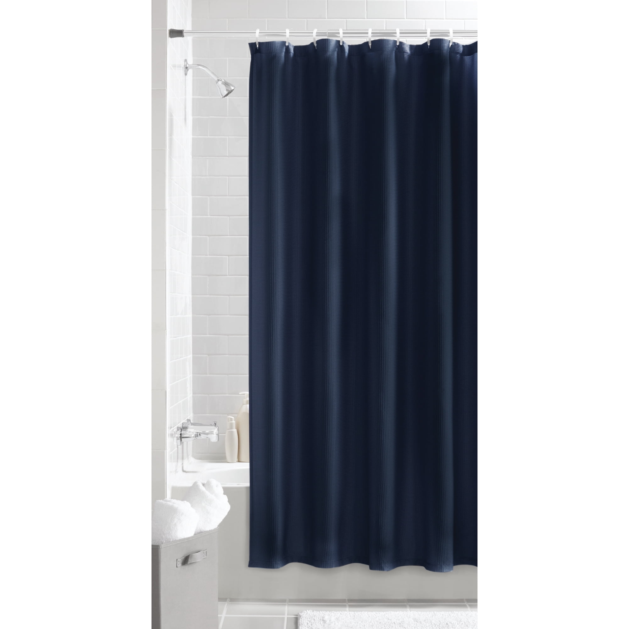Mainstays Waffle Textured Fabric Shower Curtain, 70" x 72"