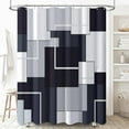 thumbnail image 1 of Navy Blue Fabric Shower Curtain - Geometric Shower Curtain Set with 12 Plastic Hooks Water Repellent Machine Washable Modern Decorative Polyester Cloth Shower Curtains for Bathroom - 72x72, 1 of 1