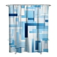 thumbnail image 1 of Navy Blue Fabric Shower Curtain - Geometric Shower Curtain Set with 12 Plastic Hooks, Water Repellent, Machine Washable, Modern Decorative Polyester Cloth Shower Curtains for Bathroom - 72x84, 1 of 4