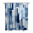 thumbnail image 1 of Navy Blue Fabric Shower Curtain - Geometric Shower Curtain Set with 12 Plastic Hooks, Water Repellent, Machine Washable, Modern Decorative Polyester Cloth Shower Curtains for Bathroom - 72x84, 1 of 4