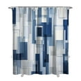 thumbnail image 1 of Navy Blue Fabric Shower Curtain - Geometric Shower Curtain Set with 12 Plastic Hooks, Water Repellent, Machine Washable, Modern Decorative Polyester Cloth Shower Curtains for Bathroom - 72x84, 1 of 4