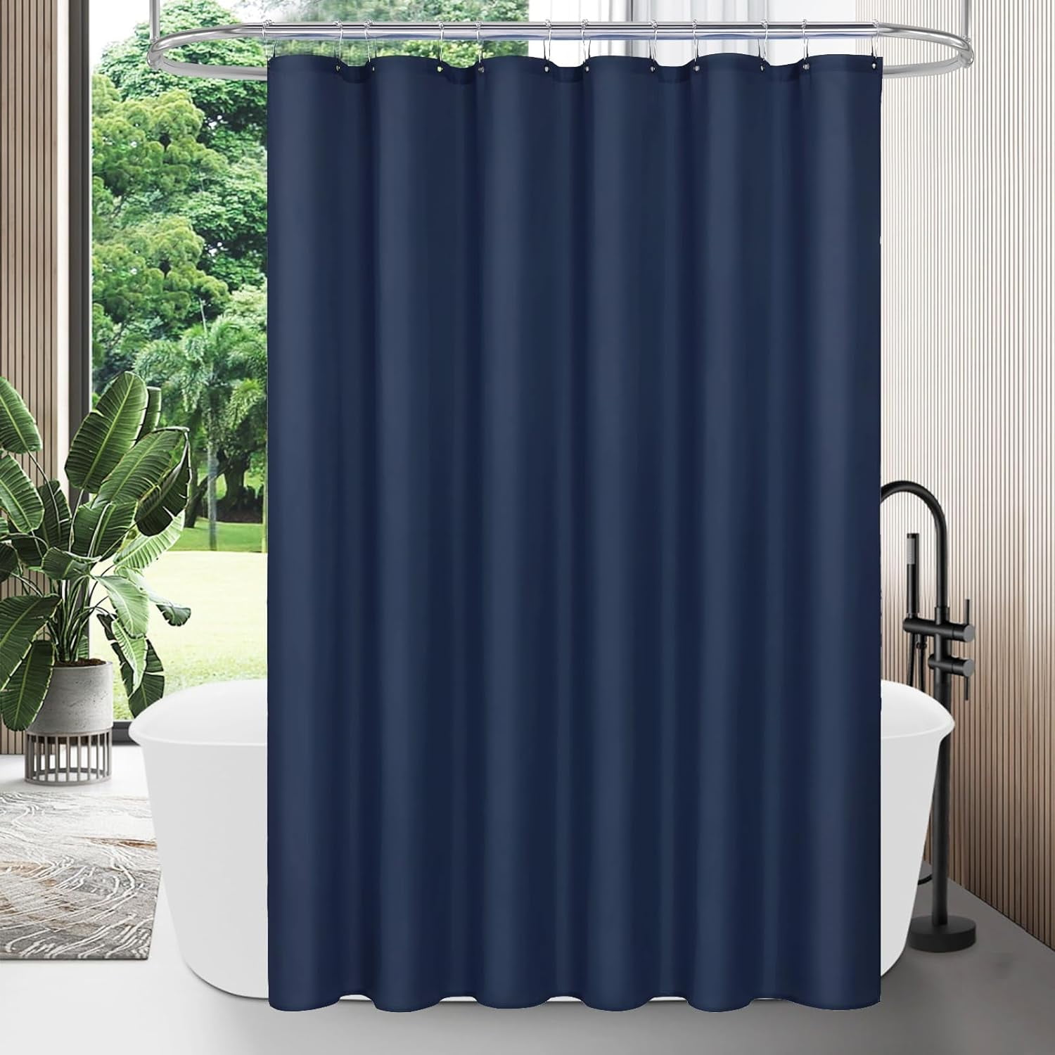 Navy Blue Fabric Shower Curtain Liner, Simple Shower Curtain or Liner