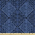 thumbnail image 1 of Navy Blue Fabric by the Yard, Nautical Colored Continuous Demonstration of Diamond Damask Weaving Patterns, Upholstery Fabric for Dining Chairs Home Decor Accents, Indigo by Ambesonne, 1 of 5