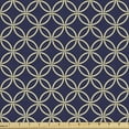thumbnail image 1 of Ambesonne Navy Blue Fabric by the Yard Upholstery, Oriental Round Shapes, 3 Yards, Navy Blue Beige, 1 of 4