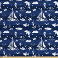 thumbnail image 1 of Ambesonne Navy Blue Fabric by the Yard Upholstery, Grunge Anchor Ship, 2 Yards, Blue White, 1 of 4
