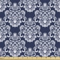 thumbnail image 1 of Ambesonne Damask Fabric by the Yard Upholstery, Floral Antique Flourishes, 2 Yards, Dark Blue and White, 1 of 4