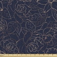 thumbnail image 1 of Ambesonne Navy Blue Fabric by the Yard Upholstery, Abstract Floral Concept, 5 Yards, Indigo Sand Brown, 1 of 5