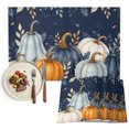 thumbnail image 1 of Navy Blue Fall Placemats Set of 2, Botanical Leaves Thanksgiving Pumpkins Washable Wipeable Table Mats for Dining Tables, Indoor Outdoor Kitchen Place Mats for Holiday Party Table Decor, 1 of 9