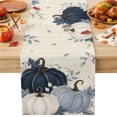 thumbnail image 1 of Navy Blue Fall Pumpkin Cotton Linen Rectangle Table Runners 13"x48", Thanksgiving Botanical Harvest Coffee Table Runner Dresser Scarves Luxury Table Runners for Wedding Party Banquet Dinner Decor, 1 of 8