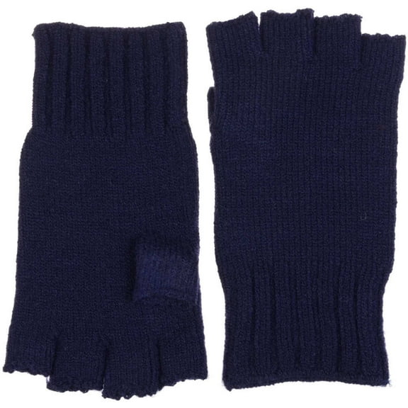 Navy Blue Fingerless Gloves, stretchy texting gloves